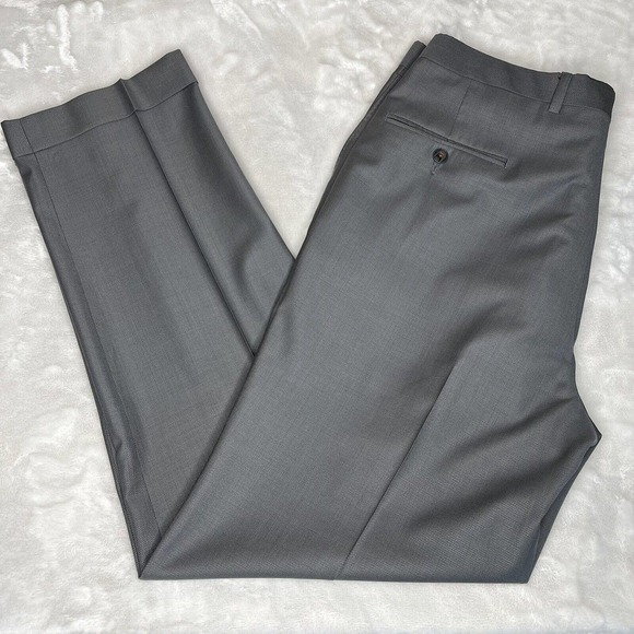 Hart Schaffner Marx Men's Gray 100% Wool Tapered Leg Dress Pants 36X31 - Picture 6 of 12